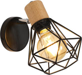 Applique Murale Intérieur Vintage – Lampe Murale en Bois Design, Douille E27, Éclairage pour Chambre, Salon, Couloir, Entrée – Ampoule Non Incluse